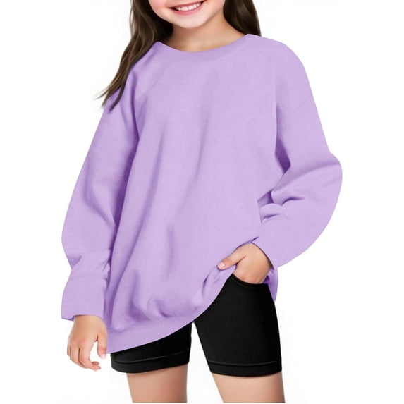 Kids Long Sleeve T Shirt Crewneck Casual Base Layer Top Solid Pullover Tee for Boys and Girls Regular Fit
