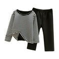 Kids Long Sleeve V Neck Blouses & Shirts Sets Short Sleeve Pant Suit
