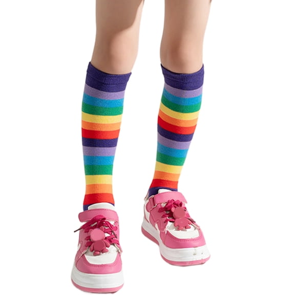 Kids Long Tube Socks Soft & Breathable Cotton Middle Tube Socks Comfortable Calf Length Sock for Baby Girls 3-12 Years