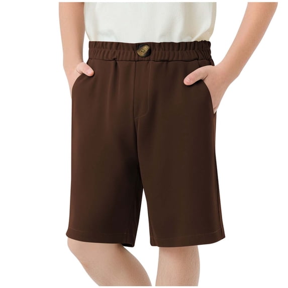 Kids Loose Bermuda Boys Girls Summer Wide Leg Casual Cropped Pants Elastic Waist Button Athletic Trousers 4T