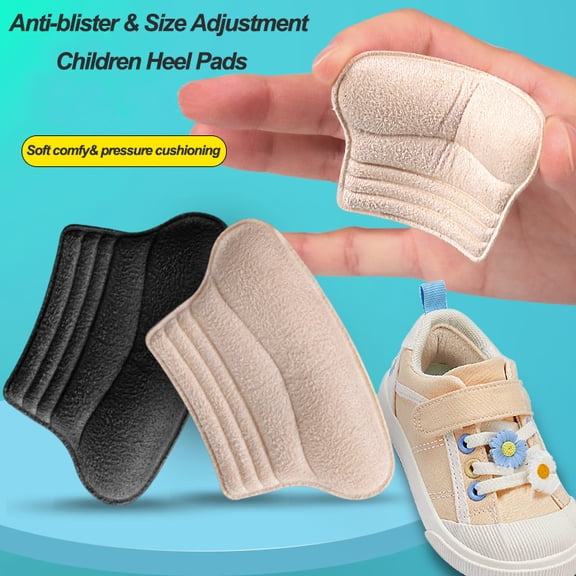 Kids Loose Shoe Size Reducing Heel Pads, Soft Anti-Friction Grips Inserts, 8pcs, Trimmable