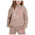 thumbnail image 1 of Kids Loose Sweatsuit - Child Boys Girls Long Sleeve Solid Warm Hoodie Pullover Tops Pants Kids Outfits Sweat Suit (Khaki,7-8 Years), 1 of 4