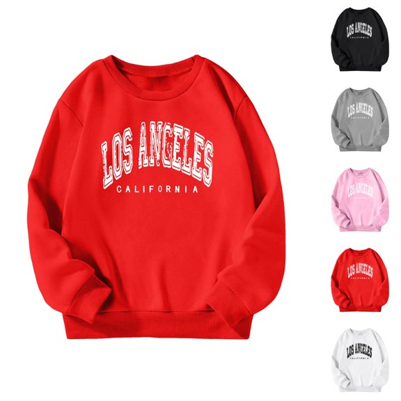 Kids Los Angeles Sweatshirts Fashion Long Sleeve Crewneck Graphic Sweatshirt for Boys Girls Children Pullover Tops