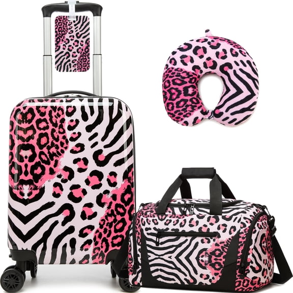 Kids Luggage Set 3 pcs Carry on Suitcase with Spinner Wheels 16" Girls Luggage With Duffle Bag for Kids Hard Shell Luggage Travel Sets Airline Approved