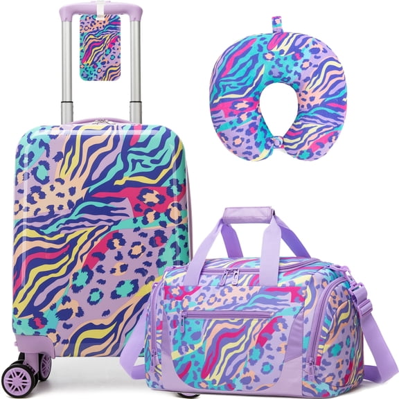 Kids Luggage Set 3 pcs Carry on Suitcase with Spinner Wheels 16" Girls Luggage With Duffle Bag for Kids Hard Shell Luggage Travel Sets Airline Approved