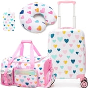 Kids Luggage Sets Carry on Suitcases for Girls Women with Wheels Hardshell Suitcase with Duffle Bag for Travel Neck Pillow Airplane