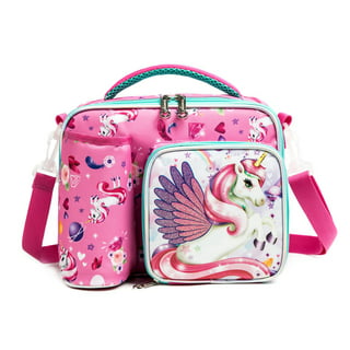 Keeli Kids Girls Pink Unicorn Lunch Box School Lunch Bag with