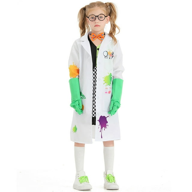 Kids Mad Scientist Costume Set with Wig Lab Coat Bow Tie Eyeglass ...