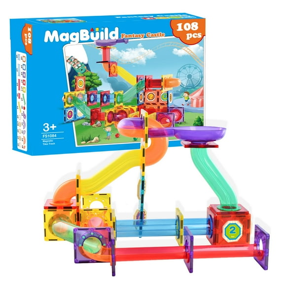 Kids Magnetic Building Blocks Tile Fantasy Castle Set ( 108-Piece )