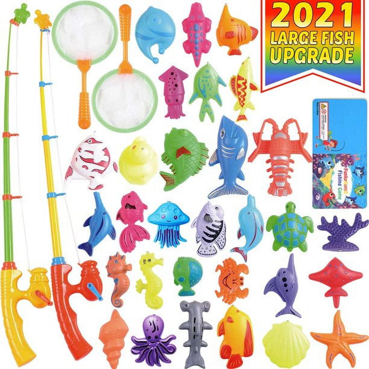 67pcs Baby Swimming Pool Magnetic Fishing Toy Set Fishing Ducks Game with  Inflatable Pool Net Rod