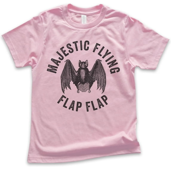 Kids Majestic Flying Flap Flap Bat Shirt, Youth Kids Boy Girl T-Shirt, Funny Halloween T-shirt, Bat Graphic Tee, Light Pink, Large