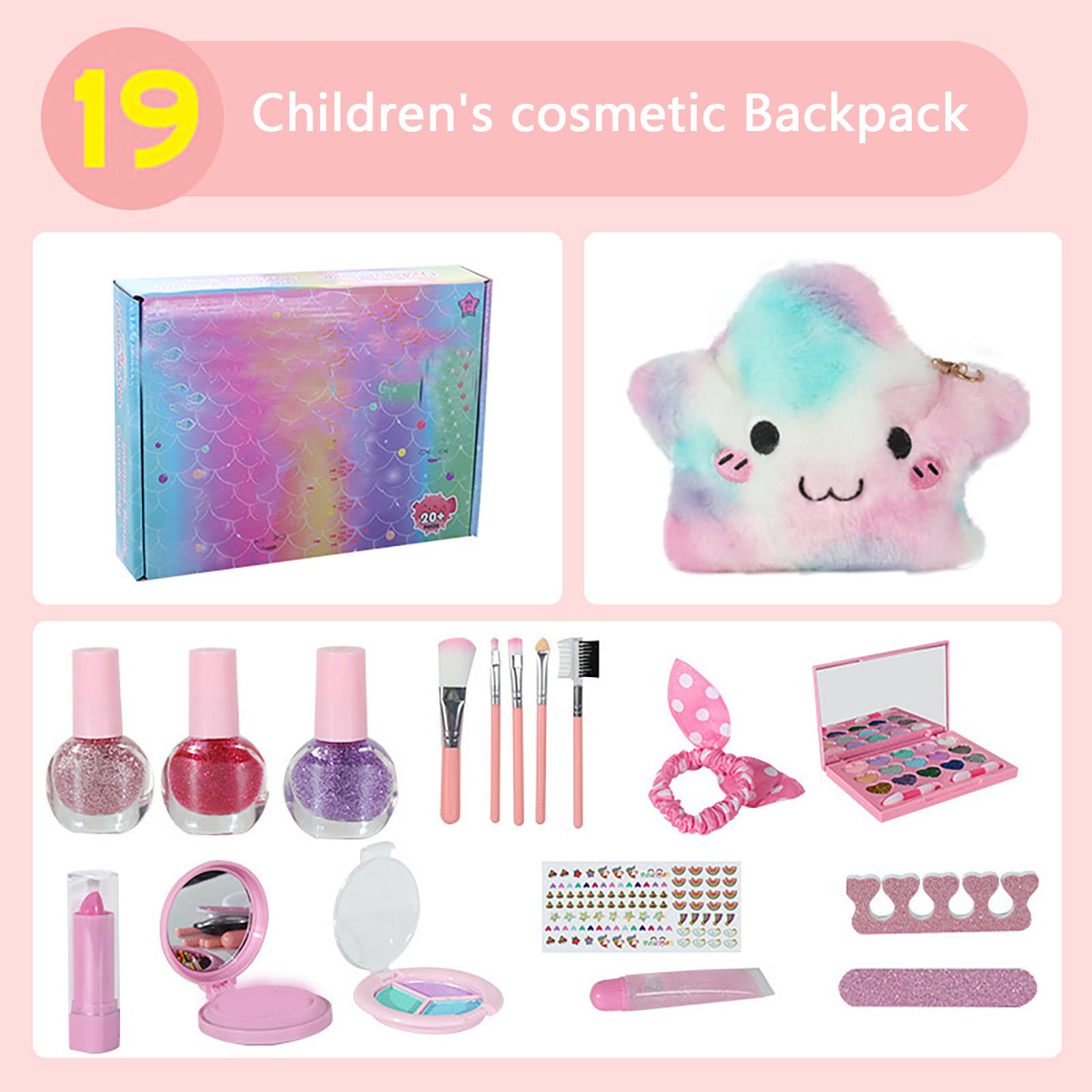 Kids Makeup Kit for Girl 35 Pcs Washable Little Girls Makeup Kit Real Cosmetic Toy, Safe & Non-Toxic Frozen Makeup Set, Toddler Makeup Set for 3-12