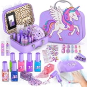 GORISPI Princess Pretend Makeup Toy for Girls, Washable Nail Polish & Cosmetic Play Set with Case, Gift for Ages 3-12