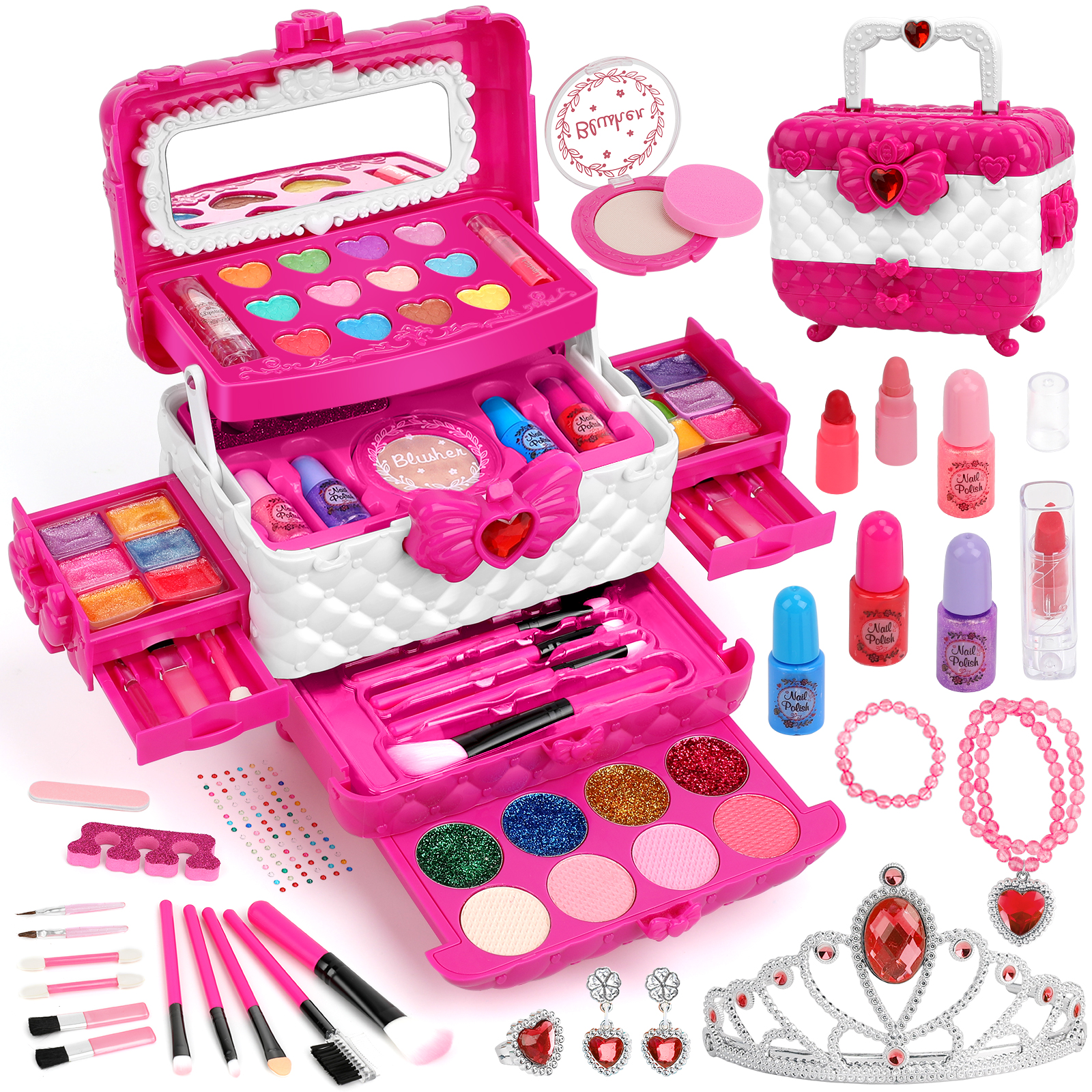 Kids Makeup Set for Girl Toys, 60PCS in 1 Real Washable Makeup Princess 