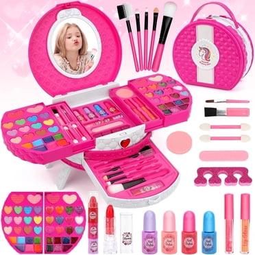 Kids Makeup Kit for Girl Toys, Sendida 66PCS Washable Little Girls Makeup Toy for Toddlers Children Princess Birthday Gift for 3-12 Year Old Girl