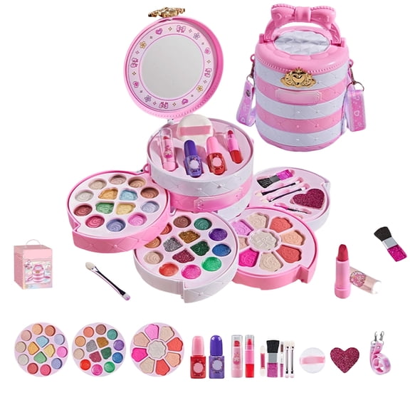 Kids Makeup Kit For Girls 5-8, Real Washable Makeup Set Toys With Mirror,Princess Cosmetic Set With Storage Case, Girls Makeup Kit, Ideal Gift For Christmas Birthday Age 3 4 5 6 7 8 9 10 12