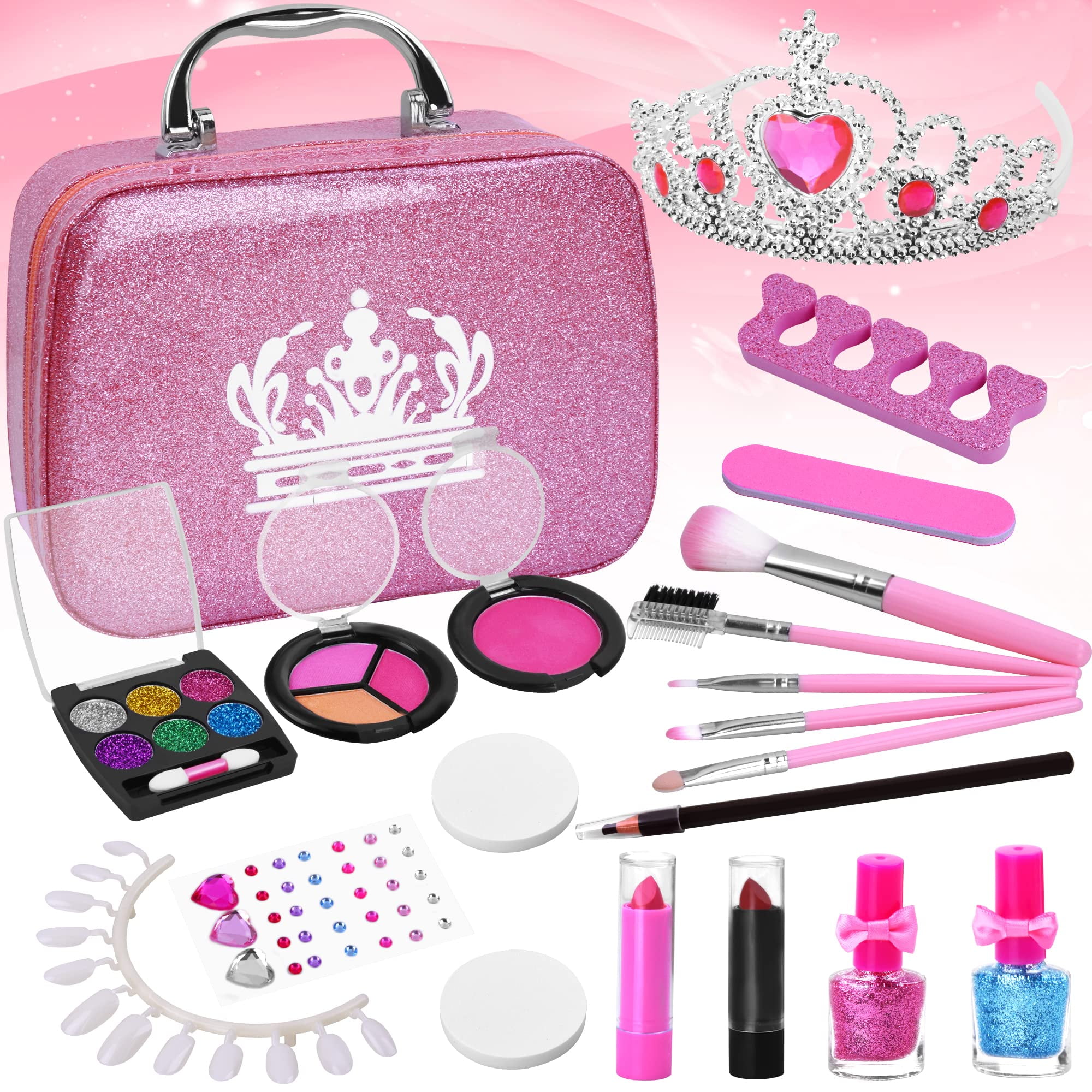 Girls Real Makeup Kit Washable Princess Play Makeup Set Kids Toys Safe Non  Toxic Girls Pretend Play Birthday for Kids Gifts - AliExpress