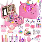 GORISPI 26PCS Washable Princess Makeup Set for Girls Ages 4-8, Kids Pretend Cosmetic Toy with Storage Box, Holiday Gift for Girls