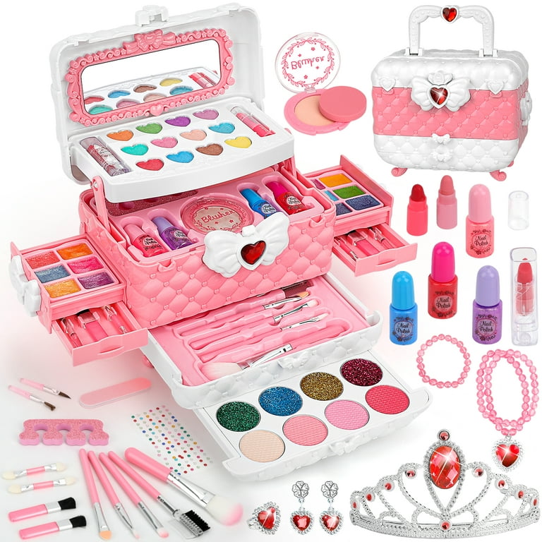 Kids Makeup Set for Girl Toys, 60PCS in 1 Real Washable Makeup Princess  Gift Toys for Girls Play Make Up Toys Makeup Vanities for Girls Age 4 5 6 7  8 9 Birthday 