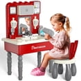 thumbnail image 1 of MAVOLIO Pretend Play Sink Toy with Running Water, Kids Bathroom Sink Toy for Kids, Bathroom Vanity Set with Mirror and Stool for Girls Ages 3-7, 1 of 6