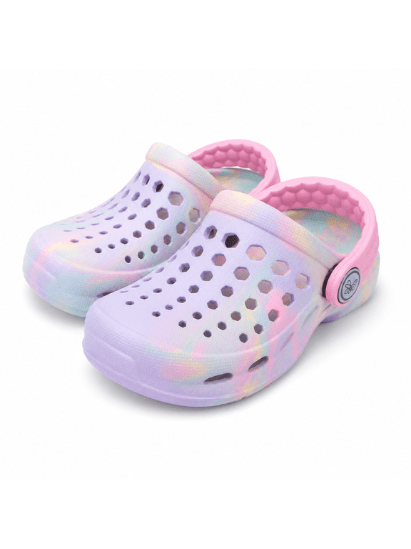 Kids Marbled Ombre Active Clog Sandals with Adjustable Heel Strap, Pink Multi, Size C4/5