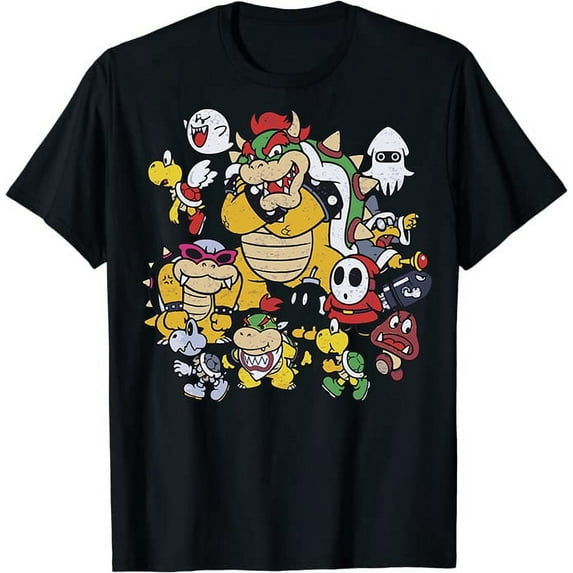 Kids Mario Bowser Enemy Group Graphic T-Shirt for Boys/Girls Size 14-16
