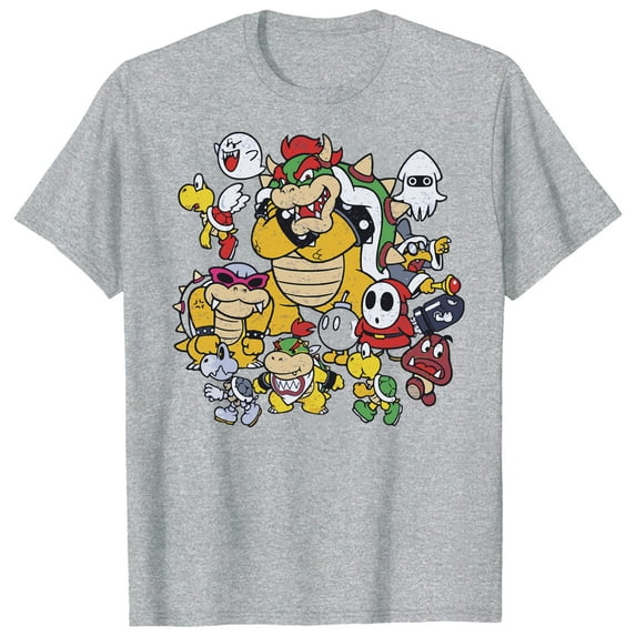 Kids Mario Bowser Enemy Group Graphic T-Shirt for Boys/Girls Size 18