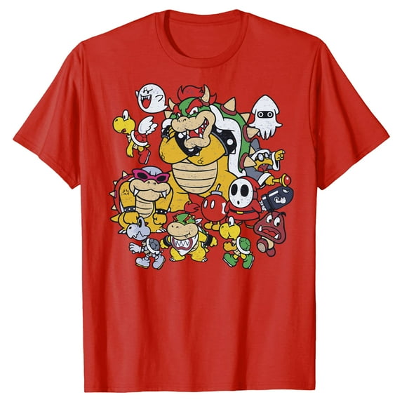 Kids Mario Bowser Enemy Group Graphic T-Shirt for Boys/Girls Size 4-5