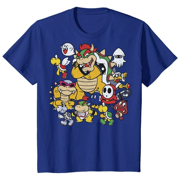 Kids Mario Bowser Enemy Group Graphic T-Shirt for Boys/Girls Size 6-7