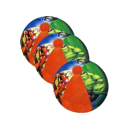 Kids Marvel Avengers Beach Ball Inflatable 13.5" Iron Man Hulk Marvel 3-Pack Set