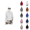 thumbnail image 1 of Kids Masked Hoodie Long Sleeve Fall Winter Fashion Plain Hooded Sweatshirt with Pockets Boys Girls Pullover Tops, 1 of 1