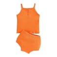 thumbnail image 1 of Kids Matching Set Ribbed Tank Top & Elastic Waist Shorts 2-Piece Play Clothes Orange Unisex 2T-6T,Size 1-2T, 1 of 5