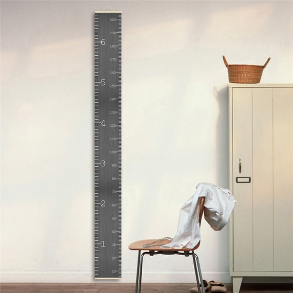 Kids Measuring Height Ruler Minimalist Solid Baby Wood Hanging Growth Chart Canvas Wall Decor for Kids Bedroom Nursery Decor  76.7''x7.9''
