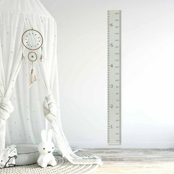 Kids Measuring Height Ruler Minimalist Solid Baby Wood Hanging Growth Chart Canvas Wall Decor for Kids Bedroom Nursery Decor