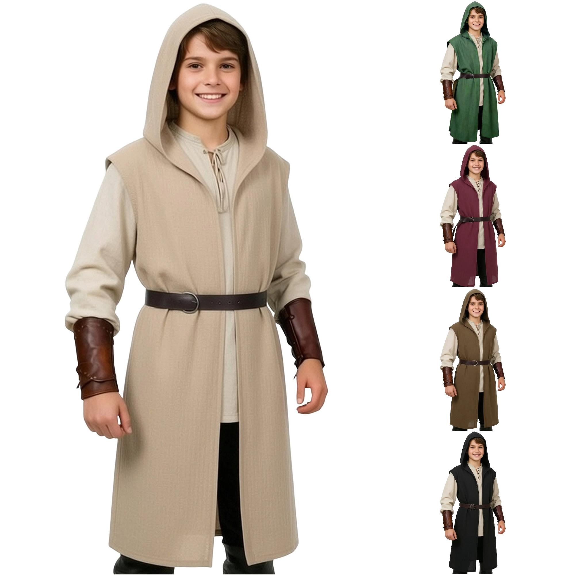 Kids Hooded Surcoat Tabard Sleeveless Tunic for Halloween Cosplay and ...