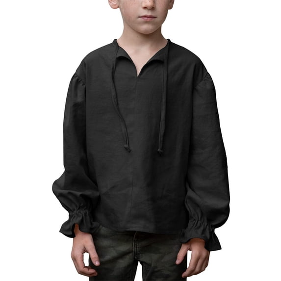 Kids Medieval Renaissance Long Sleeve Boys Children Solid Blouse