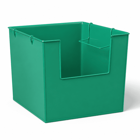 Kids Medium Stacking Open-Front Metal Storage Basket with Handles, 10 in W x 10 in D x 10 in H