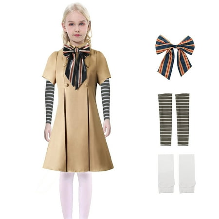Kids Megan Dress Costume Set Cosplay Carnival Girls Robot Dolls M3gan Fancy Dress Party for 4-5 Years