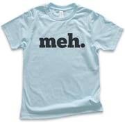 Kids Meh Shirt, Youth Kids Boy Girl T-Shirt, Geek Shirt, Nerd Shirt, Gamer Shirt, Gaming Shirt, Funny Sassy Tee, Light Blue, Medium