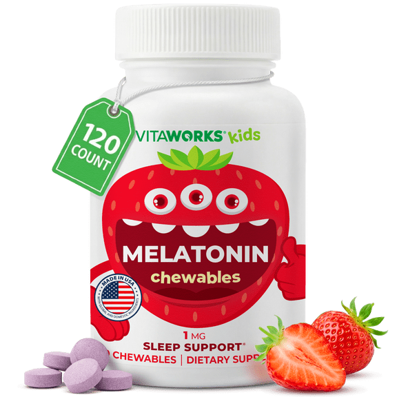 VitaWorks Kids, Melatonin, Berry, 120 Chewables