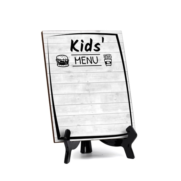 Kids' Menu 6x8 Dry Wipe Table Sign Easy Installation | Restaurant & Bar | Perfect To Clearly Direct Customers & Advertise Specials | No Pen Included