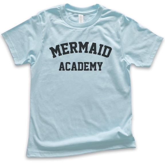 Kids Mermaid Academy T-Shirt, Youth Kids Girl T-Shirt, Summer Shirt, Mermaid T-shirt, Ocean Shirt, Beach Tshirt, Light Blue, X-Small