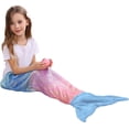 thumbnail image 1 of Kids Mermaid Tail Blanket, Child Mermaid Blanket, 17" x 39" Plush Flannel Fleece, 1 of 7