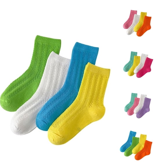 Kids Mesh Mid‑Calf Socks 3 Pairs Set, Boys Girls Spring Summer Thin Breathable Hollow‑Out Ribbed Crew Socks, Lightweight Casual Solid‑Color Children Socks for Daily School Wear