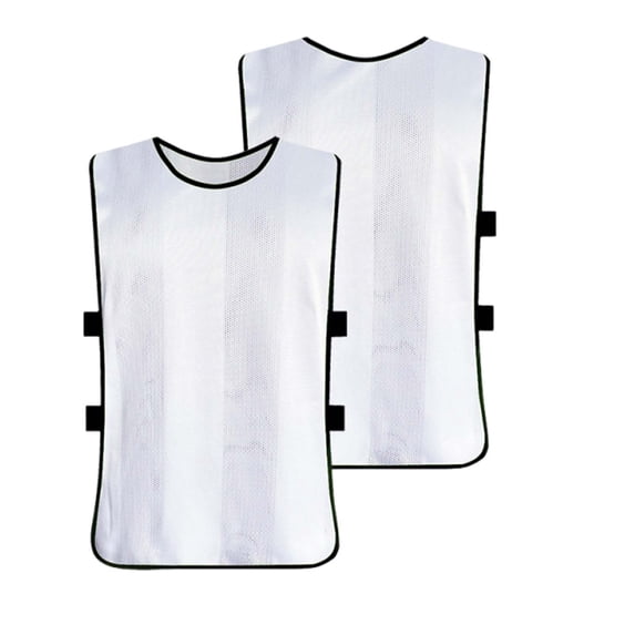 Kids Mesh Scrimmage Vest Boys Girls Soccer Training Pinnies Breathable Team Practice Jersey for PE Sports Camp 5-12 Years White