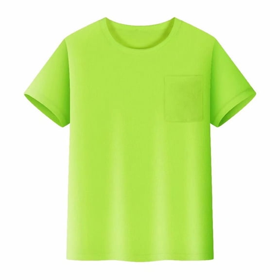 Kids Mesh T-Shirt with Pocket, Short Sleeve Crew Neck Plain Tee, Breathable Unisex Top for Play and Everyday Wear,Size:3-4 Years