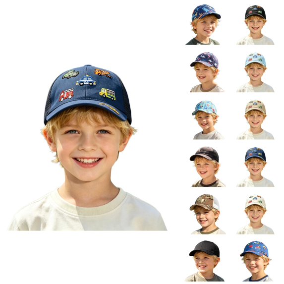 Kids Meshed Back Hat For And Fall: Unisex Cap With Excavator Truck Taxi Embroidered Design For Kids
