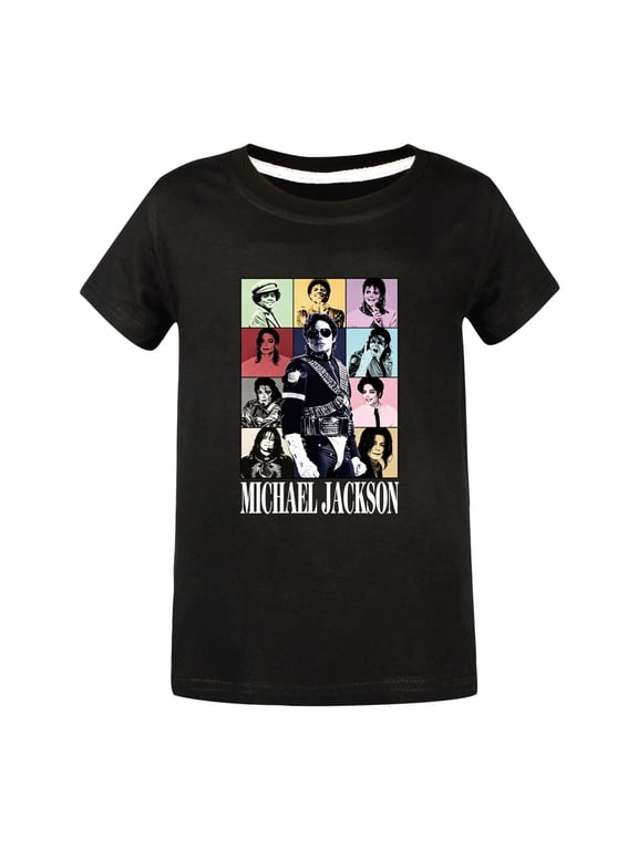 Kids Michael Graphic T-Shirt Boys Girls Pop Music Star Short Sleeve Casual Tee Tops Cotton Summer Shirts Christmas Gift