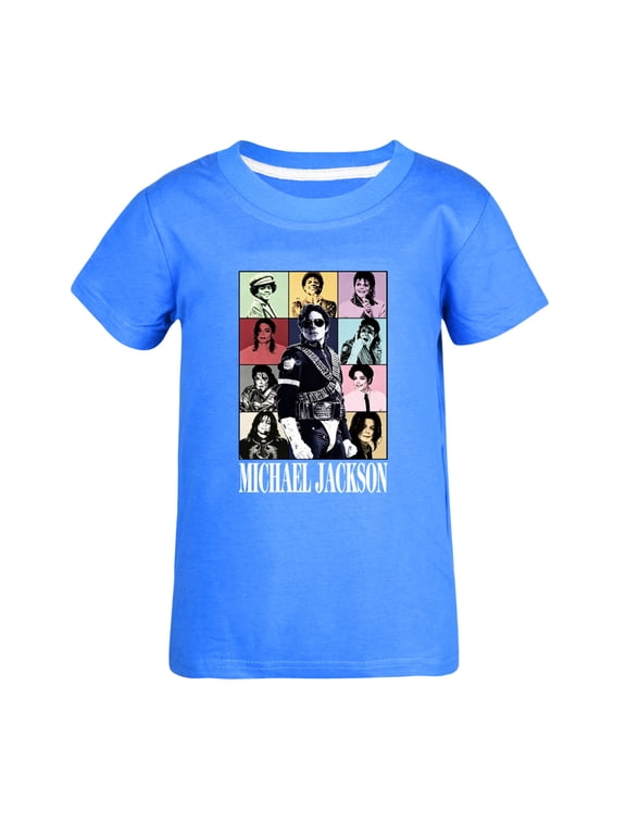 Kids Michael Graphic T-Shirt Boys Girls Pop Music Star Short Sleeve Casual Tee Tops Cotton Summer Shirts Christmas Gift