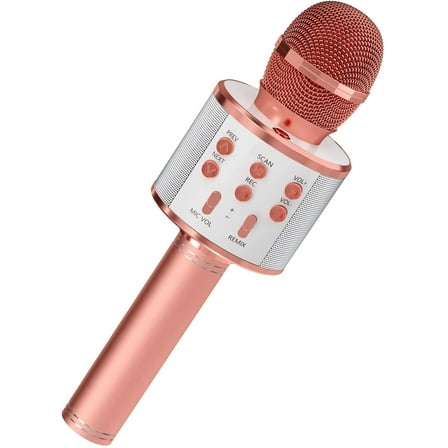 Kids Microphone for Singing, Wireless Bluetooth Karaoke Microphone for Adults, Portable Handheld Karaoke Machine, Toys for Boys and Girls Gift for Birthday Party (Rose Gold)